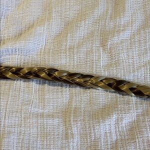 Madison Braided Hair Piece in Blonde/ Dark Brown Highlights. Traditional braid